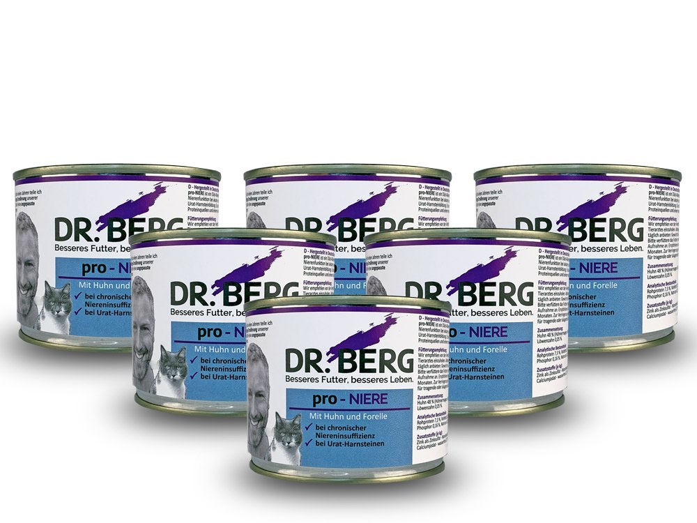 Dr.BERG Pro-NIERE dla kotów - nerki, kamica moczowa (6 szt. x 200 g)