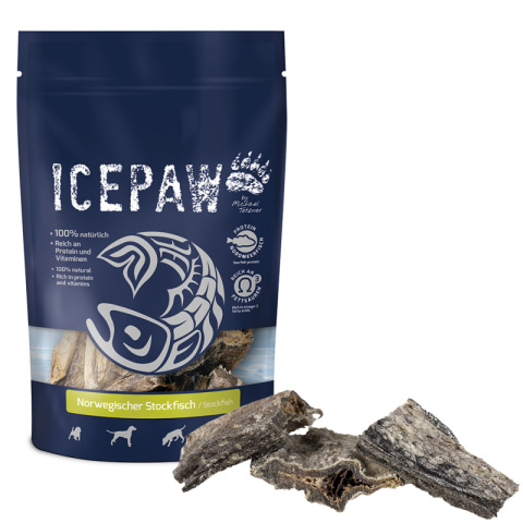 ICEPAW Norwegischer Stockfisch - gryzaki z kawałków dorsza (250g)