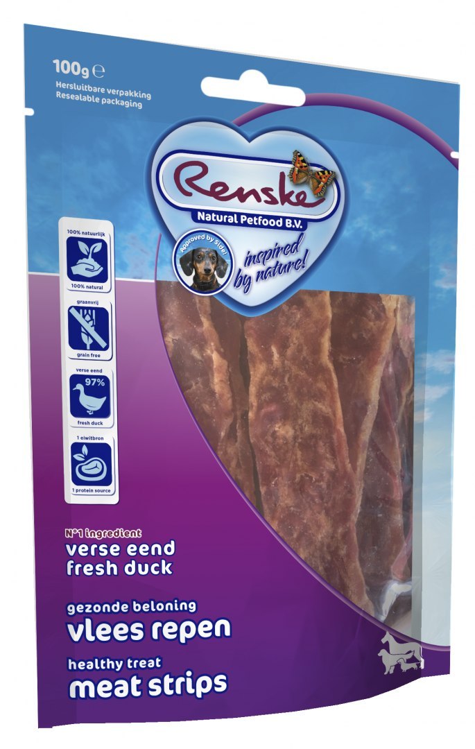 Renske healthy meat strips Duck - suszone płaty mięsa kaczki (100g)