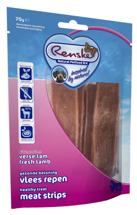 Renske healthy meat strips Lamb - suszone płaty mięsa jagnięcego (70 g)