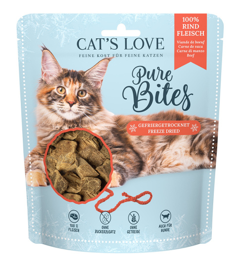 CAT’S LOVE Pure Bites wołowina - przysmaki liofilizowane dla kota (40g)