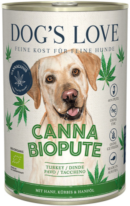 DOG’S LOVE Canna Canis Bio Pute– ekologiczny indyk z konopiami, dynią i olejem konopnym (400g)
