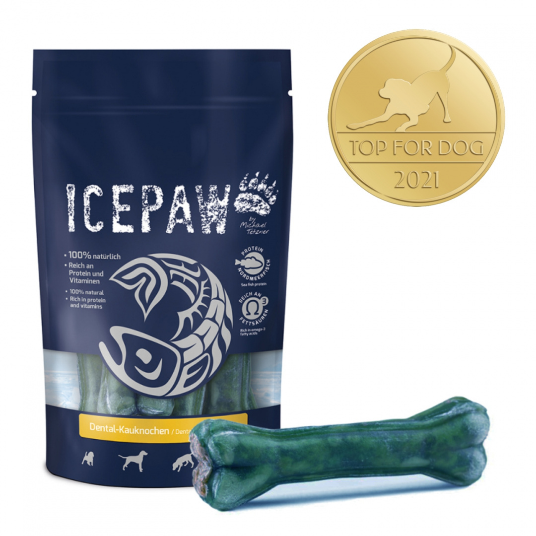 ICEPAW Dental- Kauknochen - dentystyczna kość do żucia z szałwią dla psów ( 4 szt., ok. 250g)