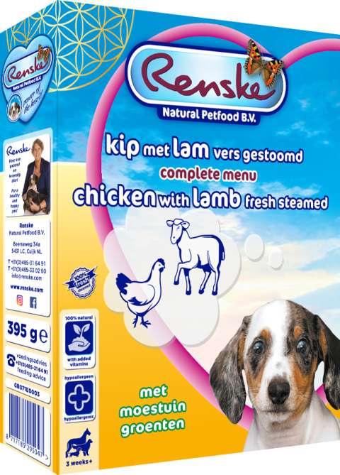 Renske Puppy fresh meat chicken and lamb - świeże mięso kurczak i jagnięcina dla szczeniąt (395 g)