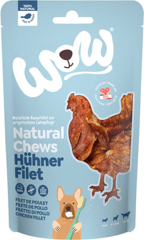 WOW Natural Chews Hühnerfillet – suszone filety z kurczaka (250g)