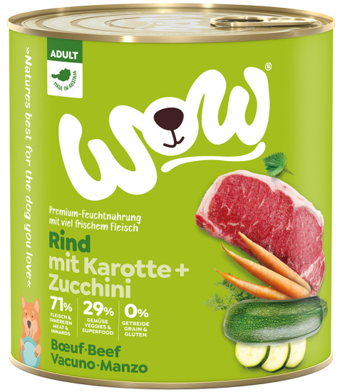 WOW Rind – wołowina z marchewką i cukinią (800g)