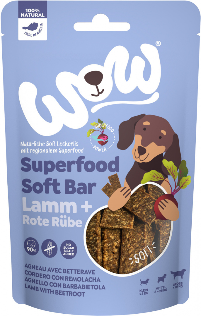 WOW Superfood Soft Bar Lamm – jagnięcina z buraczkami miękkie przysmaki dla psa (150g)