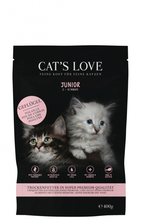 CAT'S LOVE Junior Geflugel - sucha karma dla kociąt z drobiem (400g)