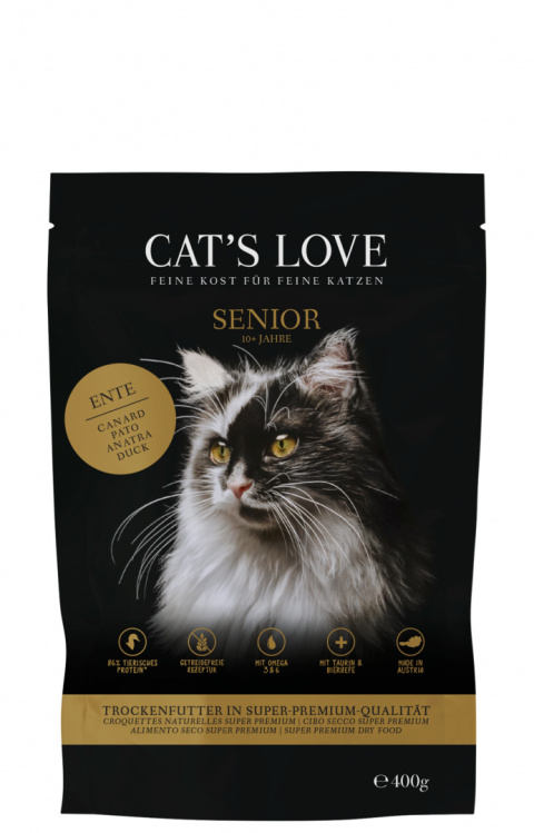 CAT'S LOVE Senior Ente - karma dla kota seniora z kaczką (400g)