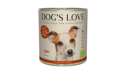 DOG’S LOVE BIO RIND – ekologiczna wołowina z ryżem, cukinią i jabłkiem (800g)