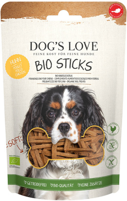 DOG’S LOVE BIO sticks - miękkie patyczki z ekologicznego mięsa kurczaka przysmaki dla psa (150g)