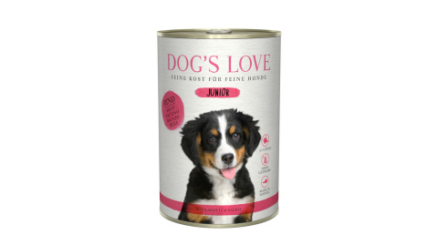 DOG’S LOVE Junior Rind – wołowina z marchewką i szałwią dla szczeniąt (400g)
