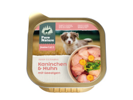 PURE NATURE DOG Junior Kaninchen Huhn - królik i kurczak z marchewką i algami dla szczeniąt (150g)