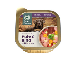 PURE NATURE DOG Pute Rind - indyk i wołowina z marchewką i fenkułem dla dorosłych psów (150g)