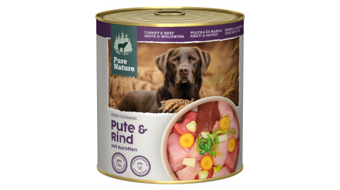 PURE NATURE DOG Pute Rind - indyk i wołowina z marchewką i fenkułem dla dorosłych psów (800g)