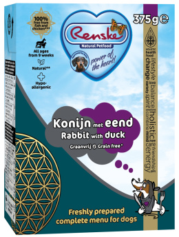 Renske Fresh rabbit with duck - świeży królik z kaczką dla psów (375 g)