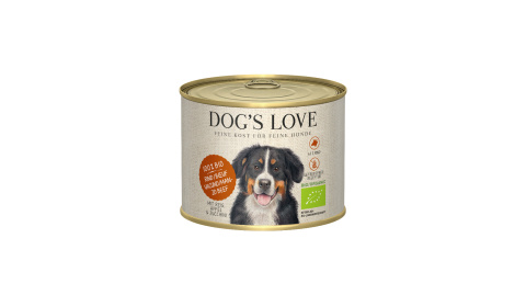 DOG’S LOVE BIO RIND – ekologiczna wołowina z ryżem, cukinią i jabłkiem (200g)