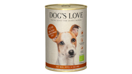 DOG’S LOVE BIO RIND – ekologiczna wołowina z ryżem, cukinią i jabłkiem (400g)