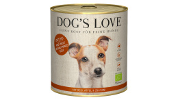 DOG’S LOVE BIO RIND – ekologiczna wołowina z ryżem, cukinią i jabłkiem (800g)