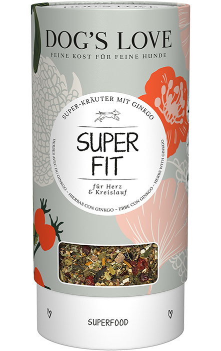 DOG'S LOVE Super Fit - zioła dla psa z miłorzębem japońskim wspomagające pracę serca i układu krążenia (110g)