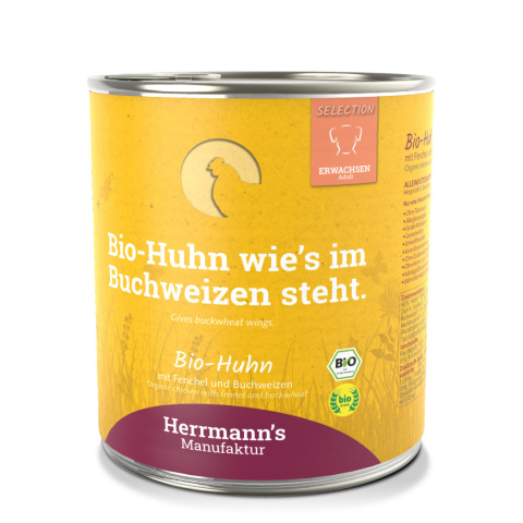 HERRMANN'S MANUFAKTUR Selection Dog Bio Huhn - bio kurczak z koprem włoskim (800g)