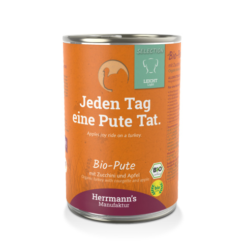 HERRMANN'S Selection Light Dog Bio Pute - bio indyk z cukinią (400g)