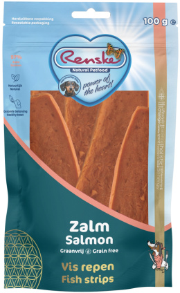 Renske healthy meat strips Salmon - suszone płaty mięsa łososia (100g)