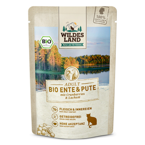 WILDES LAND CAT BIO Ente Pute - bio kaczka z indykiem i żurawiną (85g)