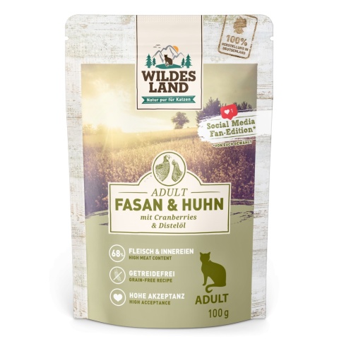 WILDES LAND CAT Classic Fasan Huhn - bażant i kurczak z żurawiną (100g)