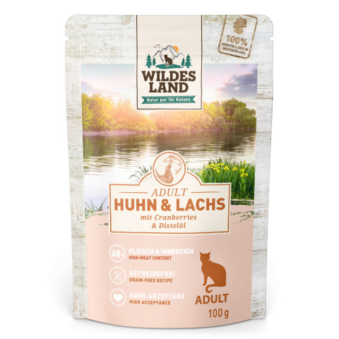 WILDES LAND CAT Classic Huhn Lachs - kurczak i łosoś z żurawiną (100g)