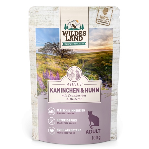 WILDES LAND CAT Classic Kaninchen Huhn - królik i kurczak z żurawiną (100g)