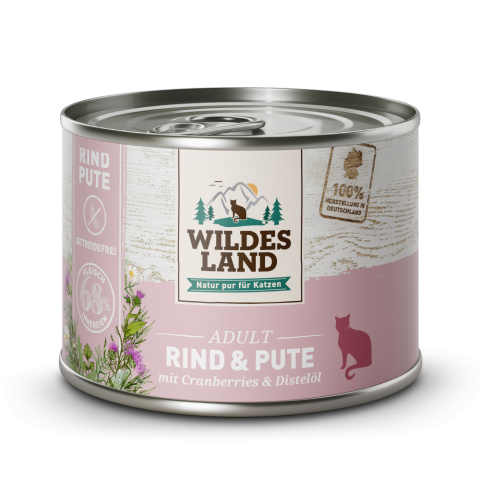 WILDES LAND CAT Classic Rind Pute – wołowina i indyk z żurawiną (200g)