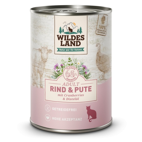 WILDES LAND CAT Classic Rind Pute – wołowina i indyk z żurawiną (400g)
