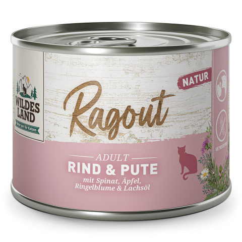 WILDES LAND CAT Ragout Rind Pute - wołowina z indykiem (180g)