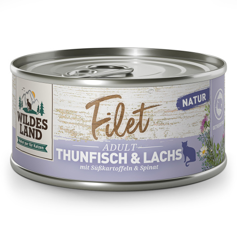 WILDES LAND CAT Thunfisch Lachs Filet – filety z tuńczyka i łososia (80g)
