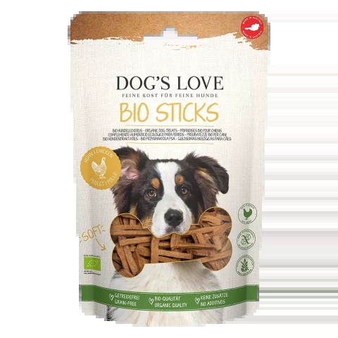 DOG’S LOVE BIO sticks - miękkie patyczki z ekologicznego mięsa kurczaka przysmaki dla psa (150g)