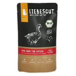 LIEBESGUT CAT Bio Gans – ekologiczna gęś z ekologicznymi płatkami kokosowym i pomidorami (100g