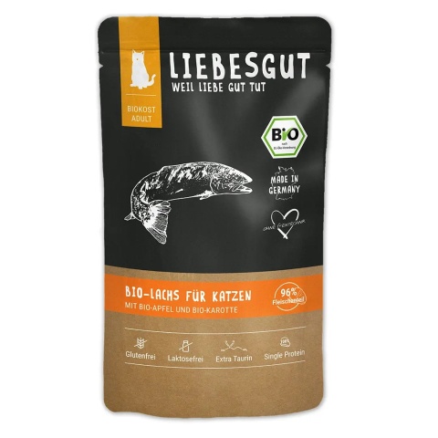 LIEBESGUT CAT Bio Lachs - ekologiczny łosoś z ekologicznym jabłkiem i marchewką (100g)