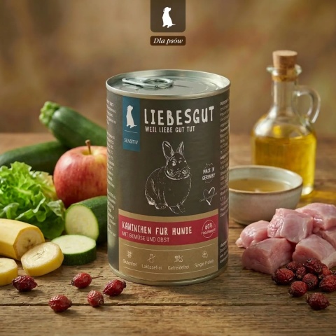 LIEBESGUT DOG Sensitive Kaninchen - królik z ekologicznymi warzywami i owocami (400g)