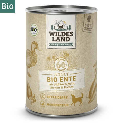 WILDES LAND DOG BIO Ente – bio kaczka z batatami, gruszką i jagodami (400g)