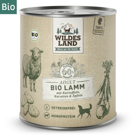 WILDES LAND DOG BIO Lamm – bio jagnięcina z marchewką i jabłkami (800g)