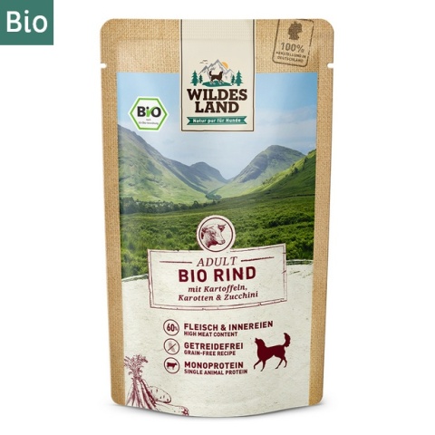 WILDES LAND DOG BIO Rind – bio wołowina z marchewką i cukinią (125g)