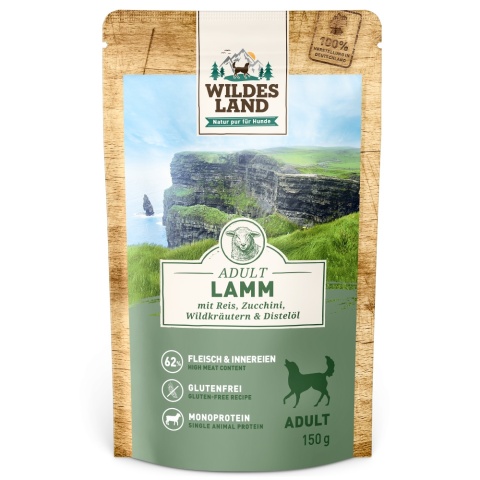 WILDES LAND DOG Classic Lamm - jagnięcina z cukinią, dziką różą i ziołami (150g)
