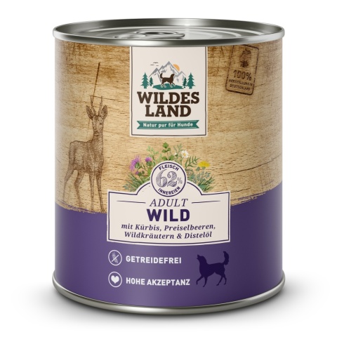 WILDES LAND DOG Classic Wild - dziczyzna z dynią, żurawiną i ziołami (800g)