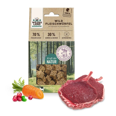 WILDES LAND DOG Fleischwürfel Wild – kostki z mięsa jelenia i sarny – przysmaki dla psów (100g)