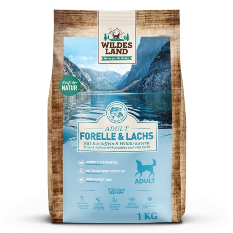 WILDES LAND DOG Forelle Lachs- pstrąg i łosoś z ziemniakami i ziołami (1kg)