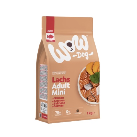 WOW DOG MINI Lachs - z łososiem, szpinakiem i batatami dla psów małych ras (1 kg)