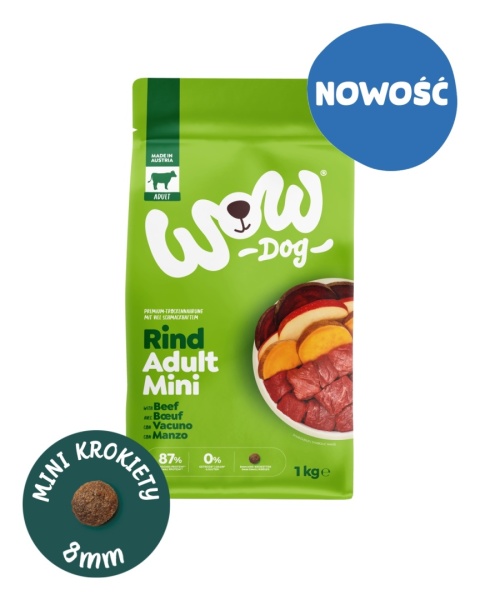 WOW DOG MINI Rind - wołowina z jabłkiem i buraczkami dla psów małych ras (1kg)