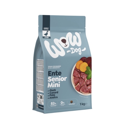 WOW DOG MINI Senior Ente - kaczka z miętą i buraczkami dla starszych psów małych ras (1kg)