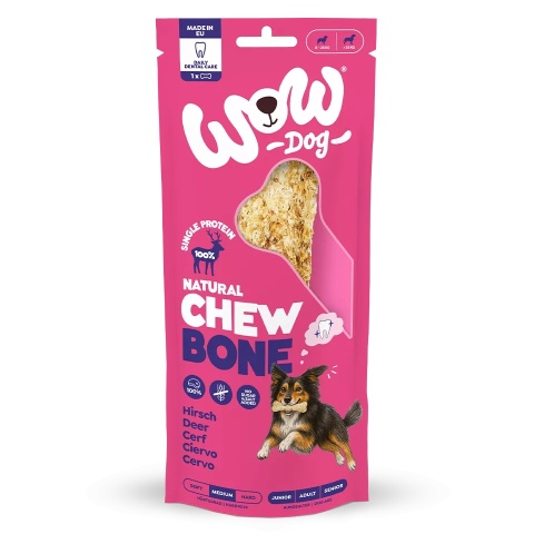 WOW DOG Natural Chew Bone Hirsch - kość do żucia ze skóry jelenia (80g)